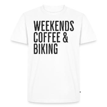 Weekend Café Et Vélo Humour Cycliste - T-shirt Premium bio Homme - blanc - Devant - Nico (187cm)