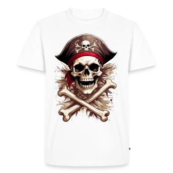 Pirate tête de mort skull Jolly Roger - Men's Premium Organic T-Shirt - white - Front - Nico (187cm)
