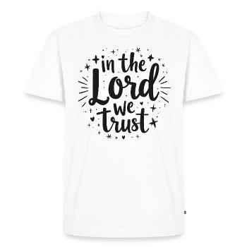Jésus – « Dans le Seigneur nous avons confiance » Un t-shirt moderne - T-shirt Premium bio Homme - blanc - Devant - Nico (187cm)