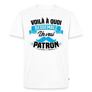 Voilà à quoi ressemble un vrai patron - T-shirt Premium bio Homme - blanc - Devant - Nico (187cm)