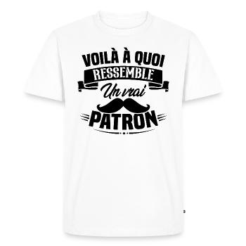 Voilà à quoi ressemble un vrai patron - T-shirt Premium bio Homme - blanc - Devant - Nico (187cm)