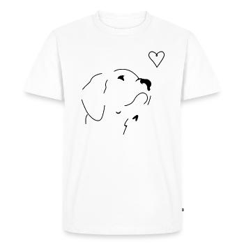 Dog, Dog Face, Dog Snout, Heart Dark - Men's Premium Organic T-Shirt - white - Front - Nico (187cm)