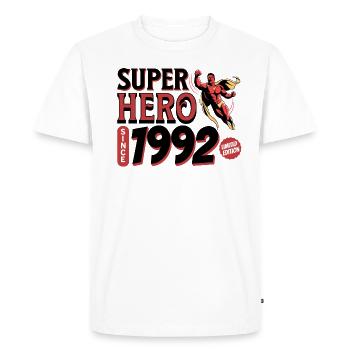 Super Héros Depuis 1992 - Anniversaire 30 Ans - T-shirt Premium bio Homme - blanc - Devant - Nico (187cm)
