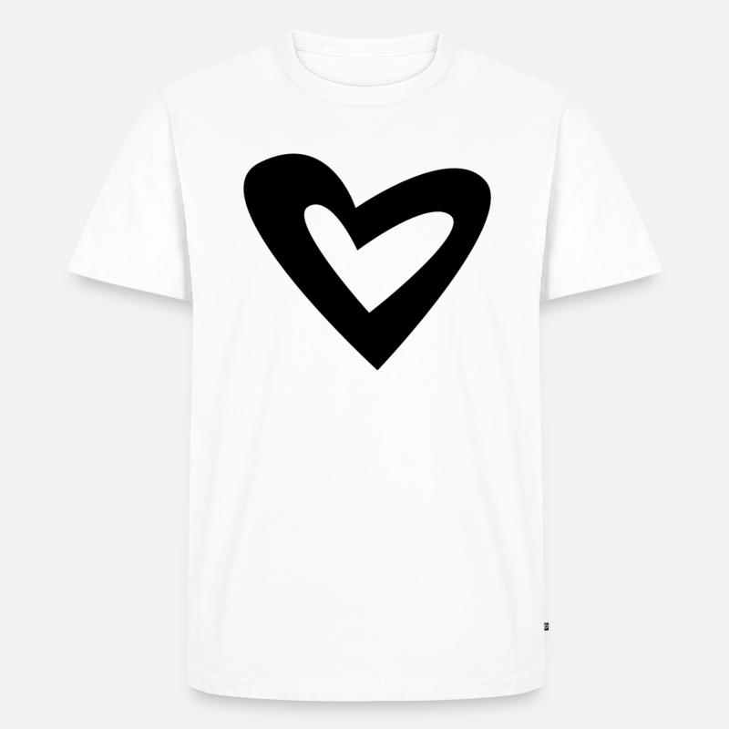 Herz - Männer Premium Bio T-Shirt - Weiß