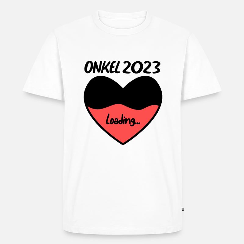 Onkel 2023 herz loading - Männer Premium Bio T-Shirt - Weiß