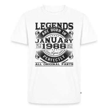 Né 1988 Janvier 35th anniversaire Homme cadeau - T-shirt Premium bio Homme - blanc - Devant - Nico (187cm)