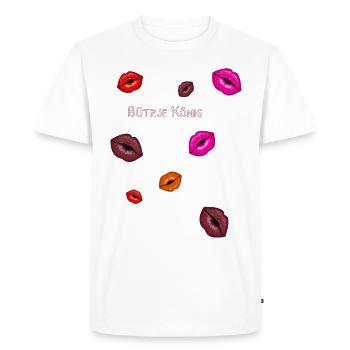 Bützje, baisers, roi, carnaval, lèvres - T-shirt Premium bio Homme - blanc - Devant - Nico (187cm)