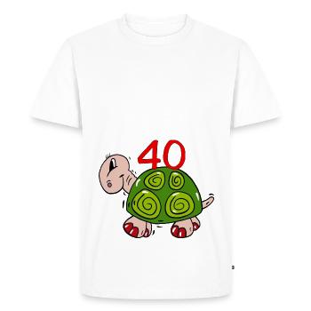 Tortue 40 premier anniversaire - T-shirt Premium bio Homme - blanc - Devant - Nico (187cm)