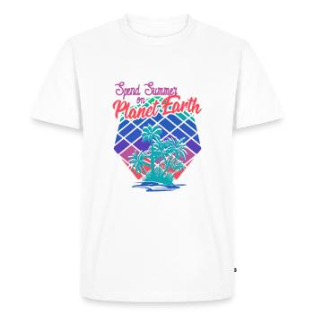 Spend Summer on planet earth! summer - Men's Premium Organic T-Shirt - white - Front - Nico (187cm)