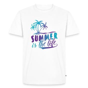 L'été c'est la vie - T-shirt Premium bio Homme - blanc - Devant - Nico (187cm)