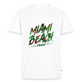 Miami Beach Floride - T-shirt Premium bio Homme - blanc - Devant - Nico (187cm)
