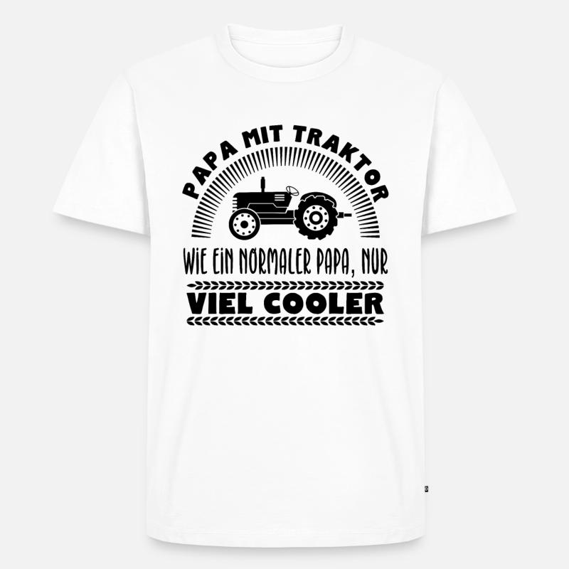 Papa mit Traktor - Männer Premium Bio T-Shirt - Weiß