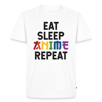 Eat Sleep Anime Repeat - Kawaii Manga Cadeau - T-shirt Premium bio Homme - blanc - Devant - Nico (187cm)