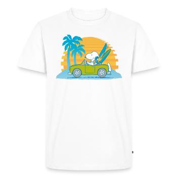 Peanuts Snoopy Cabrio Urlaub Ab Zum Strand - Männer Premium Bio T-Shirt - Weiß - Vorne - Nico (187cm)