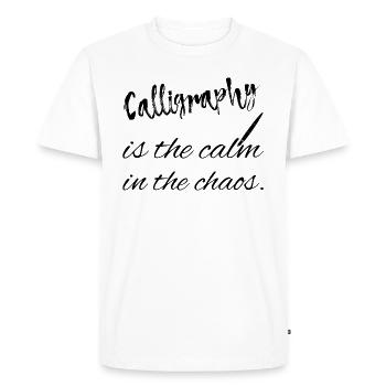 Calligraphy Is The Calm Art Filler Gift Idea - Men's Premium Organic T-Shirt - white - Front - Nico (187cm)
