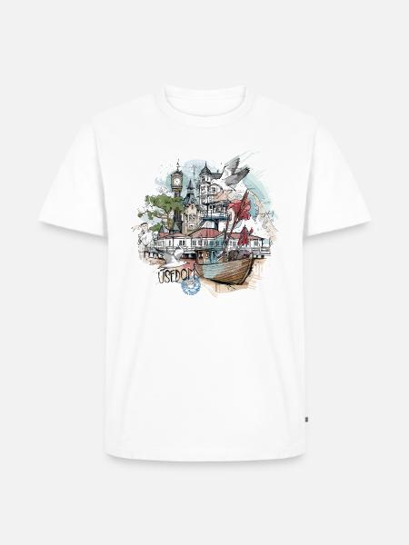 Usedom Illustration - Männer Premium Bio T-Shirt - Weiß