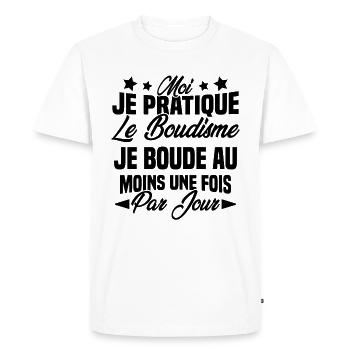 je boude au moins une fois par jour - T-shirt Premium bio Homme - blanc - Devant - Nico (187cm)