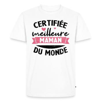 Certifiée meilleure maman du monde - T-shirt Premium bio Homme - blanc - Devant - Nico (187cm)