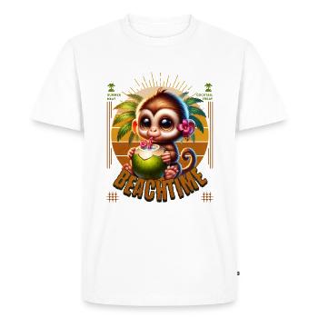 Monkey with Cocktail Beachtime - Men's Premium Organic T-Shirt - white - Front - Nico (187cm)