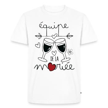 Team De La Mariée EVJF Future Mariée 2023 - T-shirt Premium bio Homme - blanc - Devant - Nico (187cm)