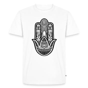 Yoga - Main de conception Simsa pour les yogis - T-shirt Premium bio Homme - blanc - Devant - Nico (187cm)
