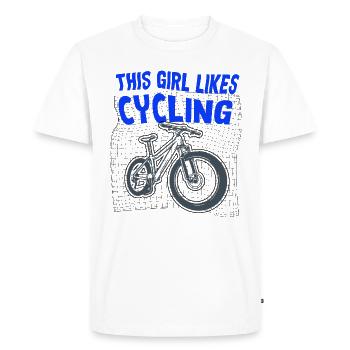 Une fille aime le vélo, le cardio, la mobilité - T-shirt Premium bio Homme - blanc - Devant - Nico (187cm)