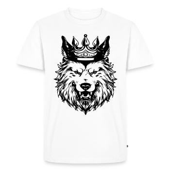 Roi tête de couronne de loup - T-shirt Premium bio Homme - blanc - Devant - Nico (187cm)