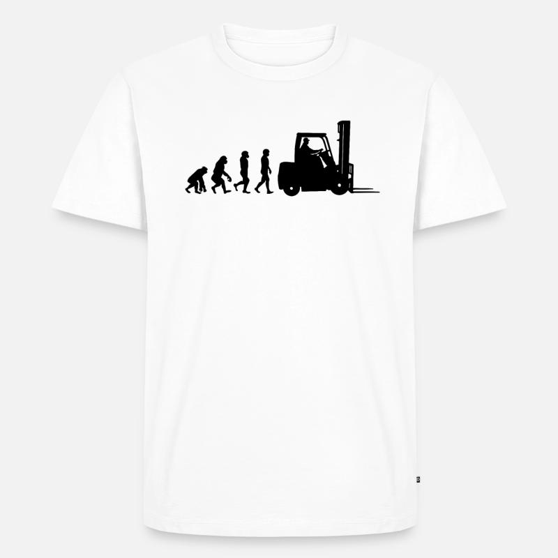Evolution Staplerfahrer - Männer Premium Bio T-Shirt - Weiß