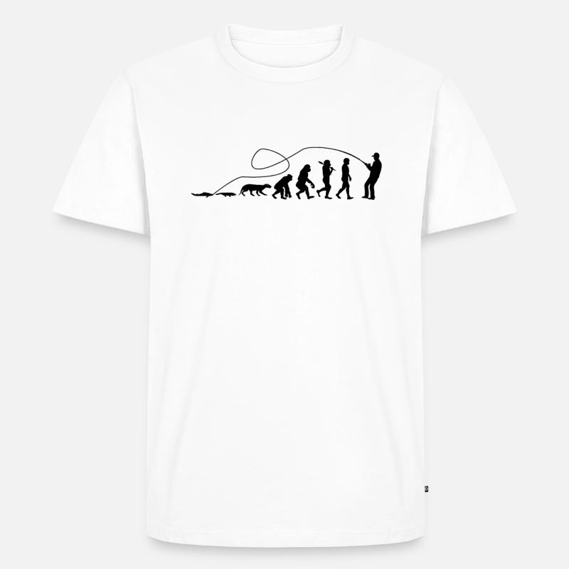 Evolution Angler TShirt - Männer Premium Bio T-Shirt - Weiß