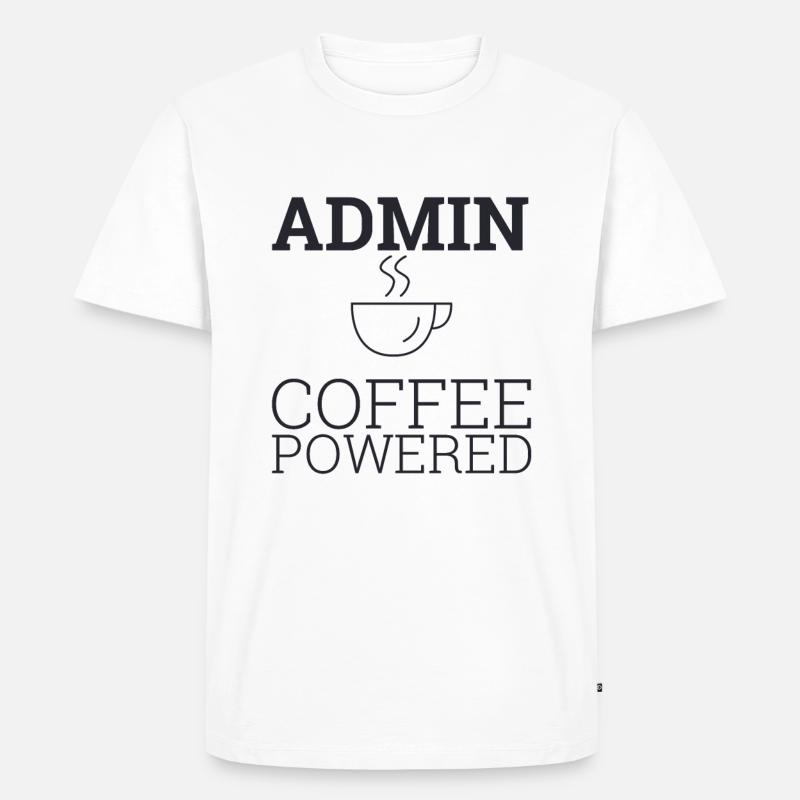 "Admin Coffee Powered | Admin" - Männer Premium Bio T-Shirt - Weiß