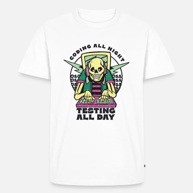 "Coding All Night Programmer | Programmierer" - Männer Premium Bio T-Shirt - Weiß