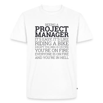 "Project Manager Bike" | "Project Manager" - Men's Premium Organic T-Shirt - white - Front - Nico (187cm)