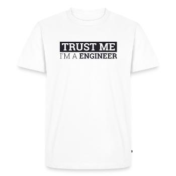 « Engineer Trust Me | Ingénieur » - T-shirt Premium bio Homme - blanc - Devant - Nico (187cm)