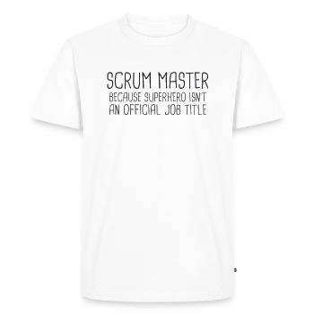 "Scrum Master Superhero | " Scrum Master"" - Men's Premium Organic T-Shirt - white - Front - Nico (187cm)