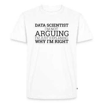 « Data Scientist Arguing | Data Scientist » - T-shirt Premium bio Homme - blanc - Devant - Nico (187cm)