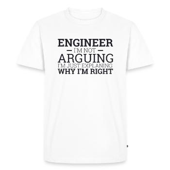 "Engineer Arguing | Engineer" - Men's Premium Organic T-Shirt - white - Front - Nico (187cm)