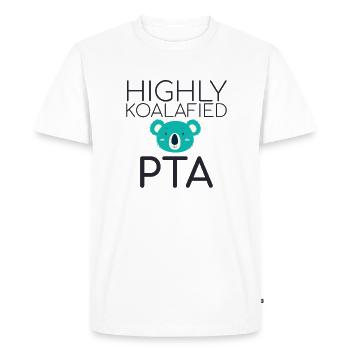 "PTA Koalafied | Pharmacy" - Men's Premium Organic T-Shirt - white - Front - Nico (187cm)