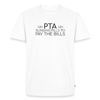 "PTA Pills | Pharmacy" - Men's Premium Organic T-Shirt - white - Front - Nico (187cm)