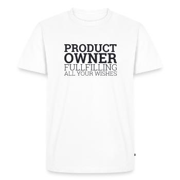 « Product Owner Scrum | » Scrum Master" » - T-shirt Premium bio Homme - blanc - Devant - Nico (187cm)