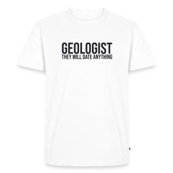 "Geologist Date | Geology" - Men's Premium Organic T-Shirt - white - Front - Nico (187cm)