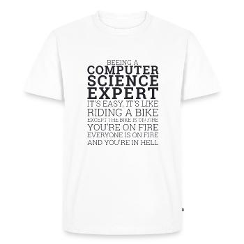 « Expert en informatique | Informatique » - T-shirt Premium bio Homme - blanc - Devant - Nico (187cm)