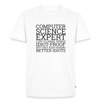 « Idiot expert en informatique | Informatique » - T-shirt Premium bio Homme - blanc - Devant - Nico (187cm)