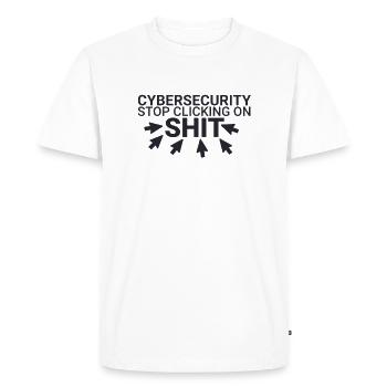 « Cybersécurité Click Shit | Cybersécurité » - T-shirt Premium bio Homme - blanc - Devant - Nico (187cm)
