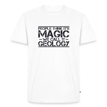 « Géologie Magic | Géologie » - T-shirt Premium bio Homme - blanc - Devant - Nico (187cm)