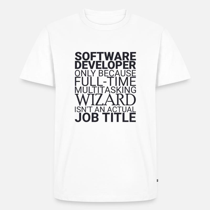 "Software Developer Wizard | Programmierer" - Männer Premium Bio T-Shirt - Weiß