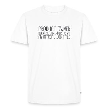 "Product Owner Superhero | " Scrum Master"" - Men's Premium Organic T-Shirt - white - Front - Nico (187cm)