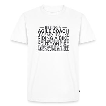 "Agile Coach Bike | Agile" - Men's Premium Organic T-Shirt - white - Front - Nico (187cm)