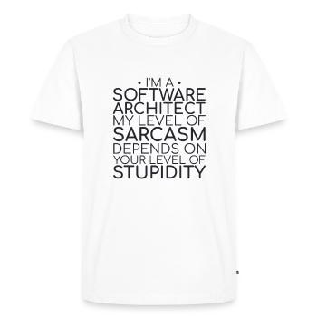 "Software Architect Sarcasm | Software Architecture" - Men's Premium Organic T-Shirt - white - Front - Nico (187cm)