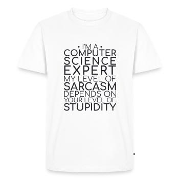 « Sarcasme d’expert en informatique | Informatique » - T-shirt Premium bio Homme - blanc - Devant - Nico (187cm)