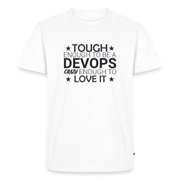 « DevOps Crazy | Développement de logiciels » - T-shirt Premium bio Homme - blanc - Devant - Nico (187cm)